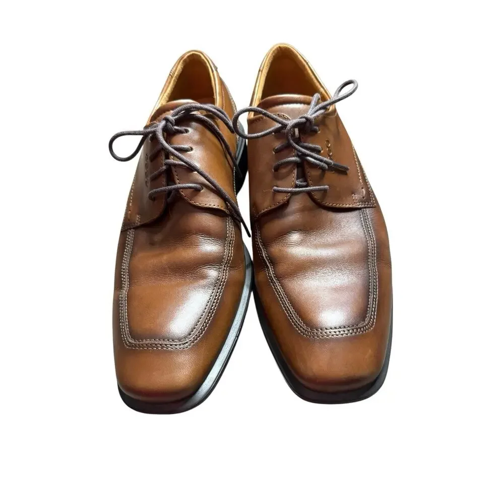ECCO Oxford‎ Dress Shoes Men's Size 8 EU42 Brown Shock Point Lace Up